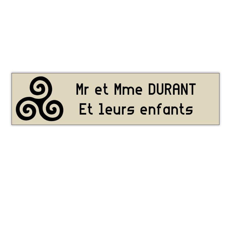 Plaque boite aux lettres Decayeux TRISKELL (100x25mm) beige lettres noires - 2 lignes Plaque boite aux lettres Decayeux TRISKELL (100x25mm) beige lettres noires - 2 lignes