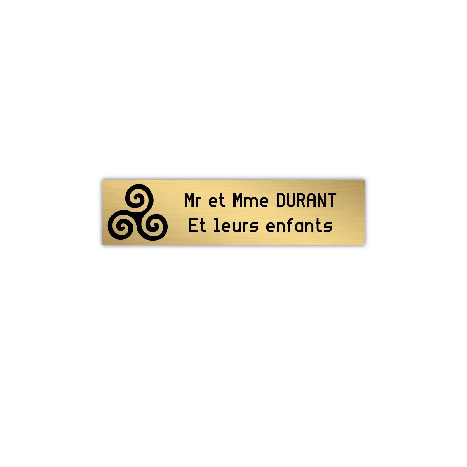 Plaque boite aux lettres Decayeux TRISKELL (100x25mm) or brossé lettres noires - 2 lignes