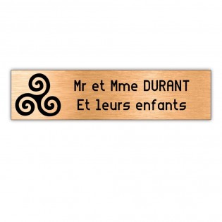 Plaque boite aux lettres Decayeux TRISKELL (100x25mm) cuivre lettres noires - 2 lignes