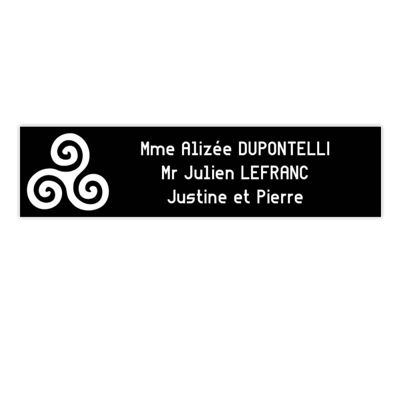 Plaque boite aux lettres Decayeux TRISKELL (100x25mm) noire lettres blanches - 3 lignes Plaque boite aux lettres Decayeux TRISKELL (100x25mm) noire lettres blanches - 3 lignes