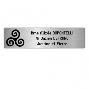 Plaque boite aux lettres Decayeux TRISKELL (100x25mm) gris argent lettres noires - 3 lignes