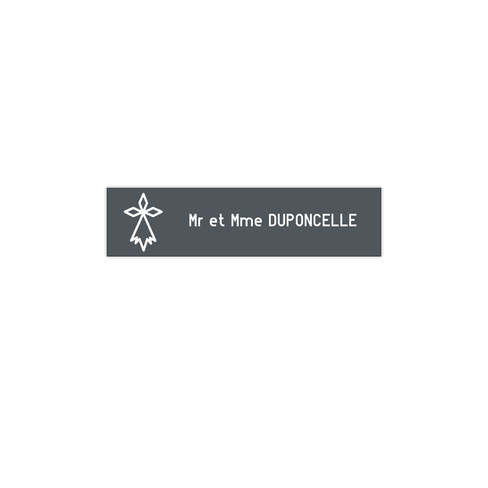 Plaque boite aux lettres Decayeux HERMINE (100x25mm) grise lettres blanches - 1 ligne