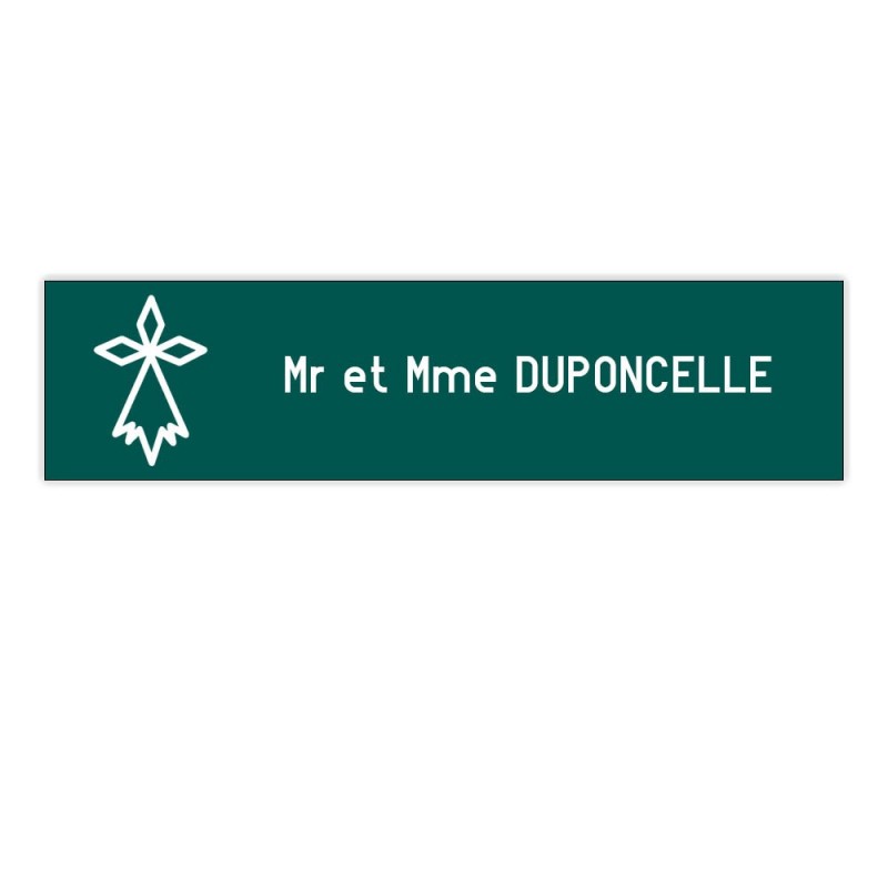 Plaque boite aux lettres Decayeux HERMINE (100x25mm) vert foncé lettres blanches - 1 ligne Plaque boite aux lettres Decayeux HERMINE (100x25mm) vert foncé lettres blanches - 1 ligne