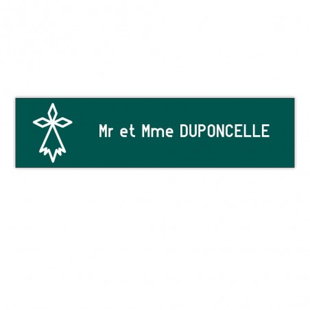 Plaque boite aux lettres Decayeux HERMINE (100x25mm) vert foncé lettres blanches - 1 ligne