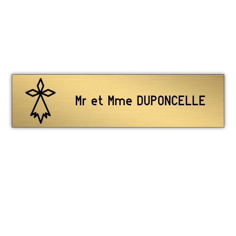 Plaque boite aux lettres Decayeux HERMINE (100x25mm) or brossé lettres noires - 1 ligne Plaque boite aux lettres Decayeux HERMINE (100x25mm) or brossé lettres noires - 1 ligne