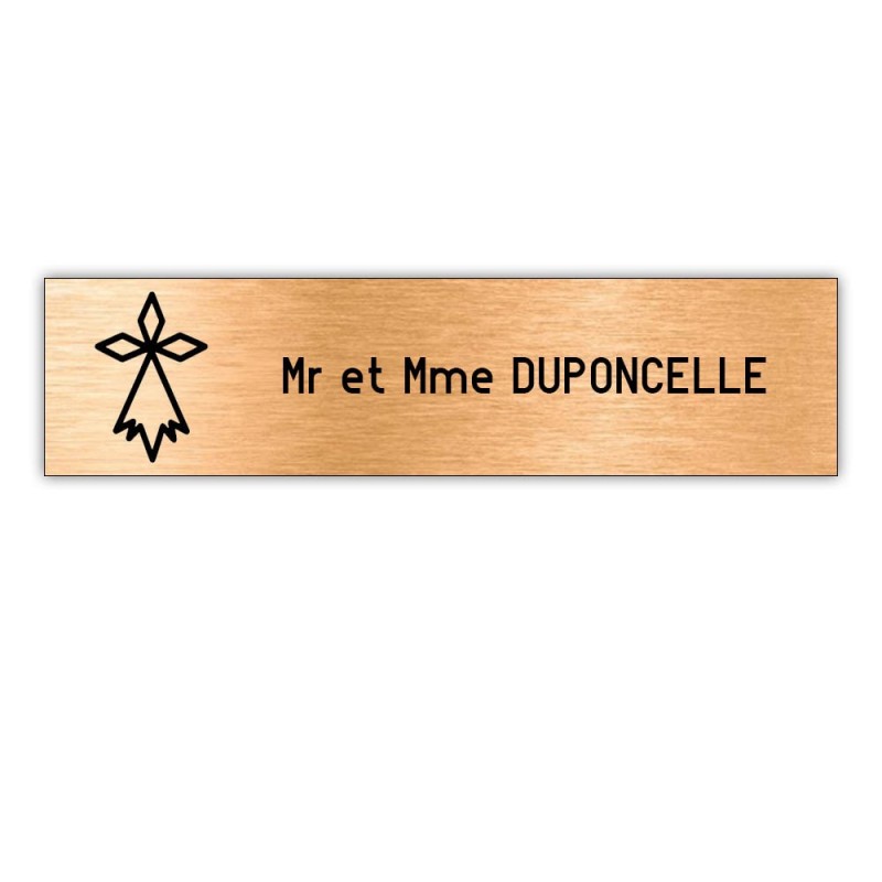 Plaque boite aux lettres Decayeux HERMINE (100x25mm) cuivre lettres noires - 1 ligne Plaque boite aux lettres Decayeux HERMINE (100x25mm) cuivre lettres noires - 1 ligne