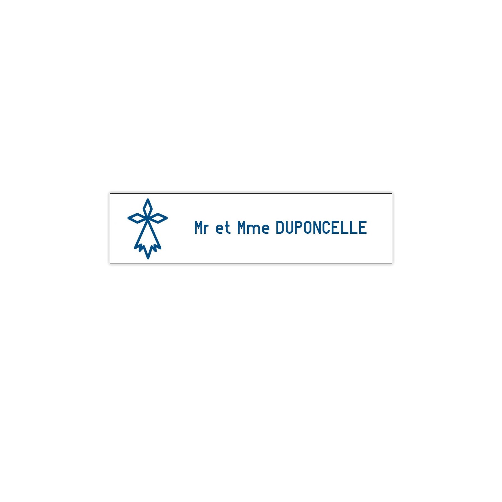 Plaque boite aux lettres Decayeux HERMINE (100x25mm) blanche lettres bleues - 1 ligne