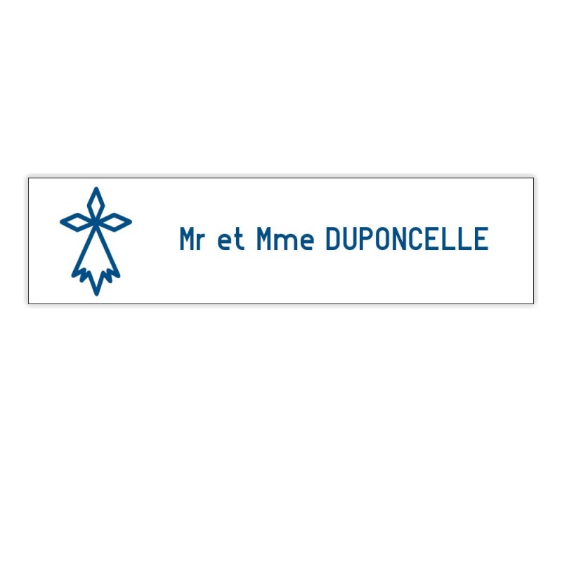 Plaque boite aux lettres Decayeux HERMINE (100x25mm) blanche lettres bleues - 1 ligne Plaque boite aux lettres Decayeux HERMINE (100x25mm) blanche lettres bleues - 1 ligne