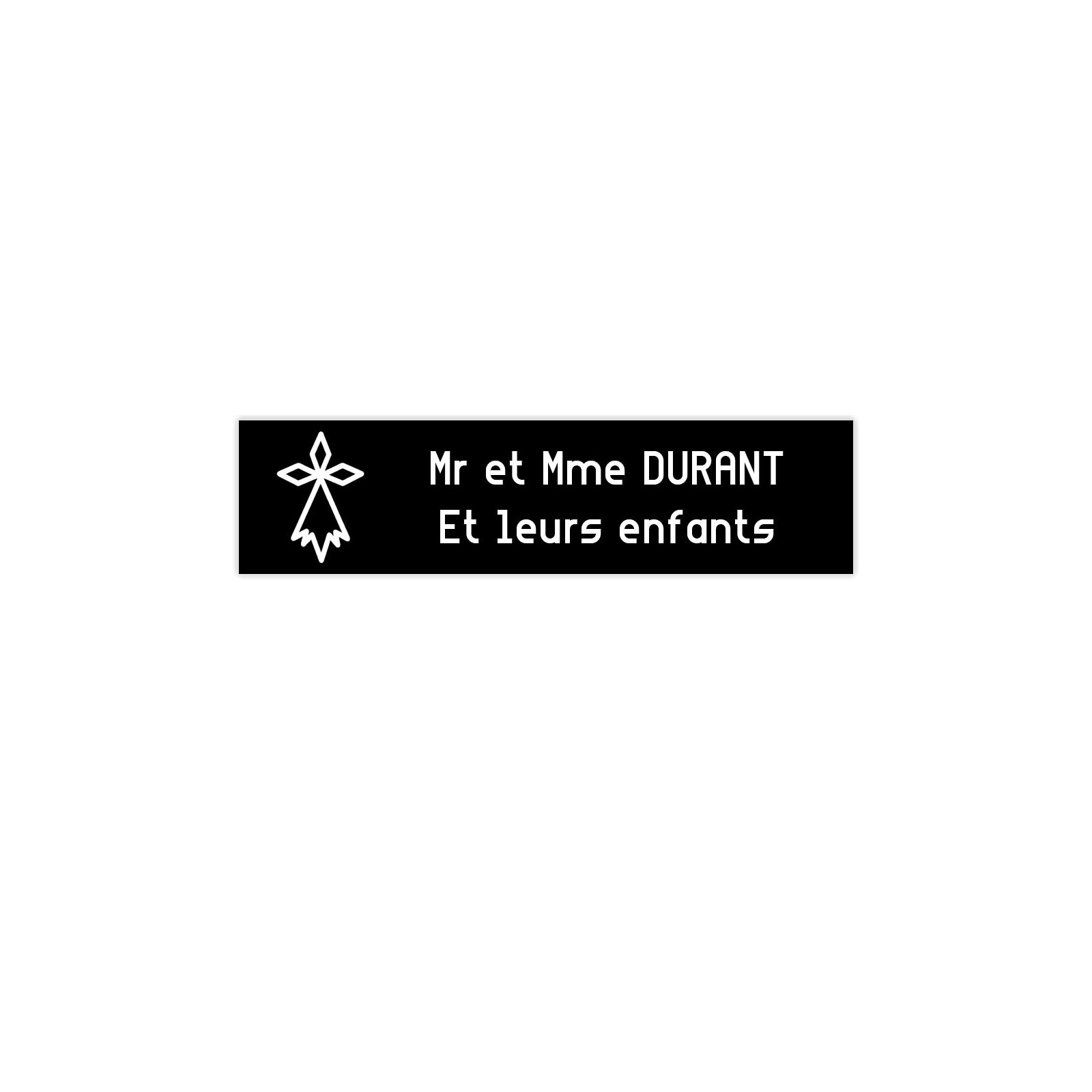 Plaque boite aux lettres Decayeux HERMINE (100x25mm) noire lettres blanches - 2 lignes