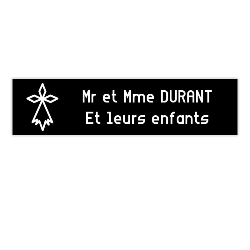 Plaque boite aux lettres Decayeux HERMINE (100x25mm) noire lettres blanches - 2 lignes Plaque boite aux lettres Decayeux HERMINE (100x25mm) noire lettres blanches - 2 lignes