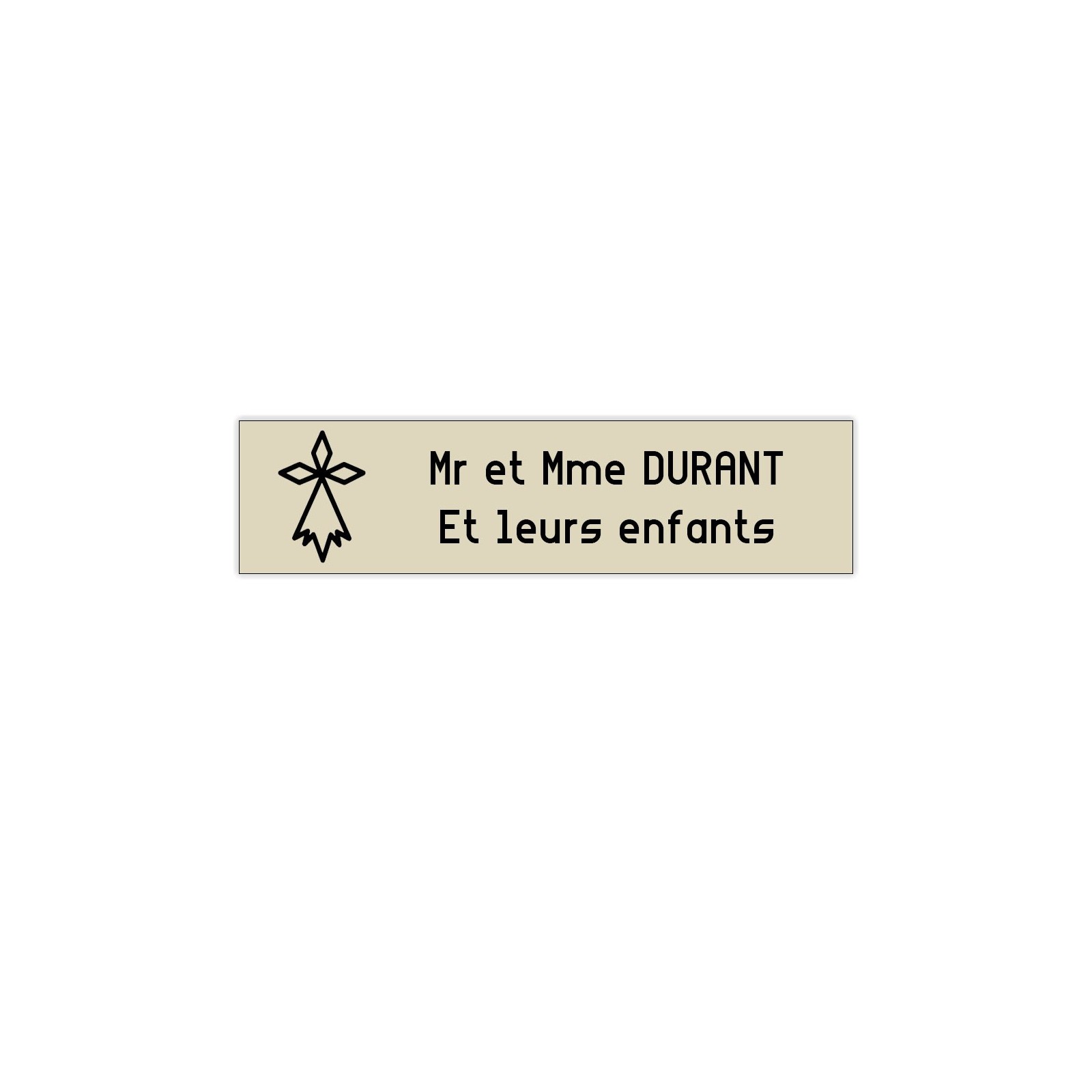 Plaque boite aux lettres Decayeux HERMINE (100x25mm) beige lettres noires - 2 lignes
