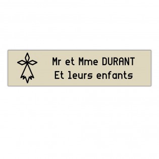 Plaque boite aux lettres Decayeux HERMINE (100x25mm) beige lettres noires - 2 lignes