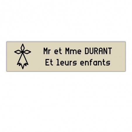 Plaque boite aux lettres Decayeux HERMINE (100x25mm) beige lettres noires - 2 lignes