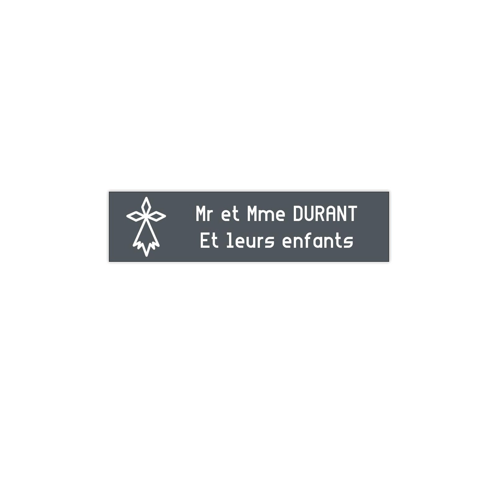 Plaque boite aux lettres Decayeux HERMINE (100x25mm) grise lettres blanches - 2 lignes