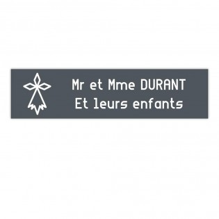 Plaque boite aux lettres Decayeux HERMINE (100x25mm) grise lettres blanches - 2 lignes