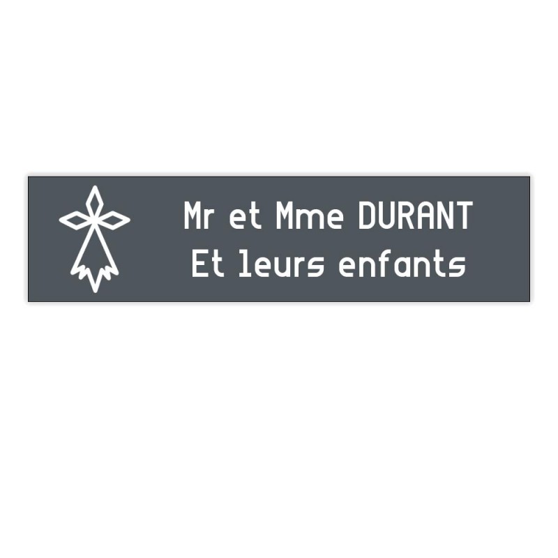 Plaque boite aux lettres Decayeux HERMINE (100x25mm) grise lettres blanches - 2 lignes Plaque boite aux lettres Decayeux HERMINE (100x25mm) grise lettres blanches - 2 lignes