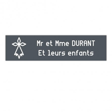 Plaque boite aux lettres Decayeux HERMINE (100x25mm) grise lettres blanches - 2 lignes