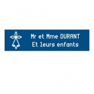 Plaque boite aux lettres Decayeux HERMINE (100x25mm) bleue lettres blanches - 2 lignes