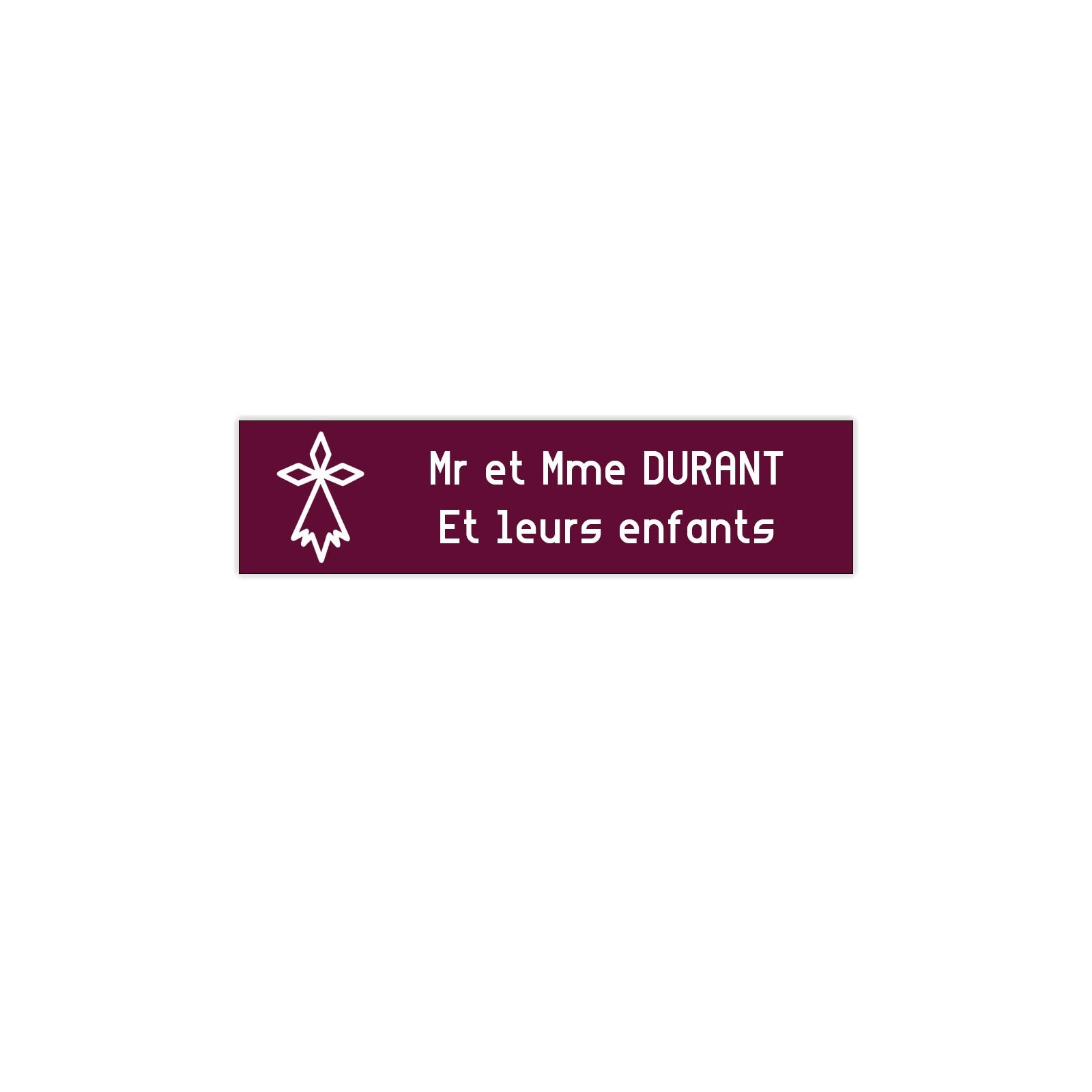 Plaque boite aux lettres Decayeux HERMINE (100x25mm) bordeaux lettres blanches - 2 lignes