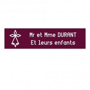 Plaque boite aux lettres Decayeux HERMINE (100x25mm) bordeaux lettres blanches - 2 lignes