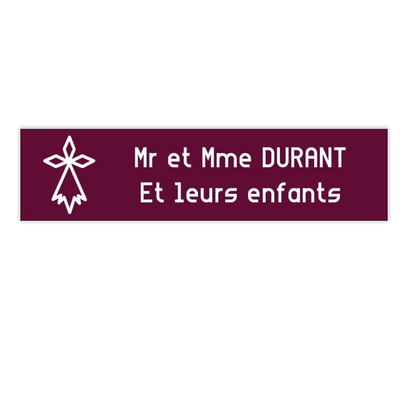 Plaque boite aux lettres Decayeux HERMINE (100x25mm) bordeaux lettres blanches - 2 lignes Plaque boite aux lettres Decayeux HERMINE (100x25mm) bordeaux lettres blanches - 2 lignes