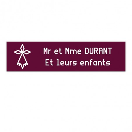 Plaque boite aux lettres Decayeux HERMINE (100x25mm) bordeaux lettres blanches - 2 lignes