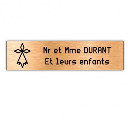 Plaque boite aux lettres Decayeux HERMINE (100x25mm) cuivre lettres noires - 2 lignes