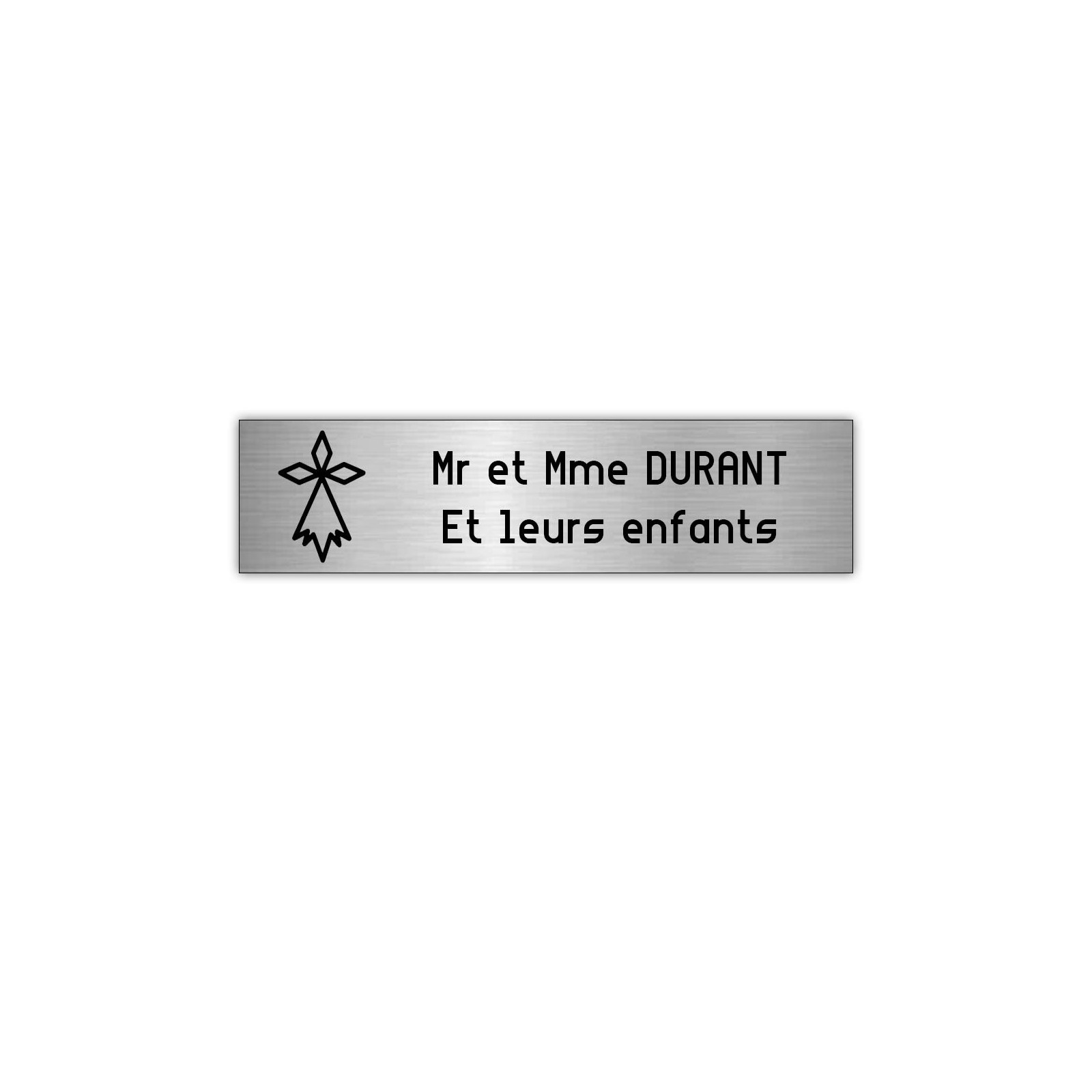 Plaque boite aux lettres Decayeux HERMINE (100x25mm) gris argent lettres noires - 2 lignes