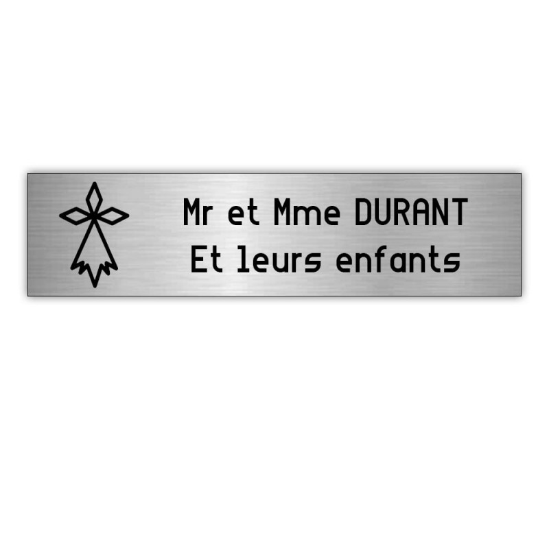Plaque boite aux lettres Decayeux HERMINE (100x25mm) gris argent lettres noires - 2 lignes Plaque boite aux lettres Decayeux HERMINE (100x25mm) gris argent lettres noires - 2 lignes
