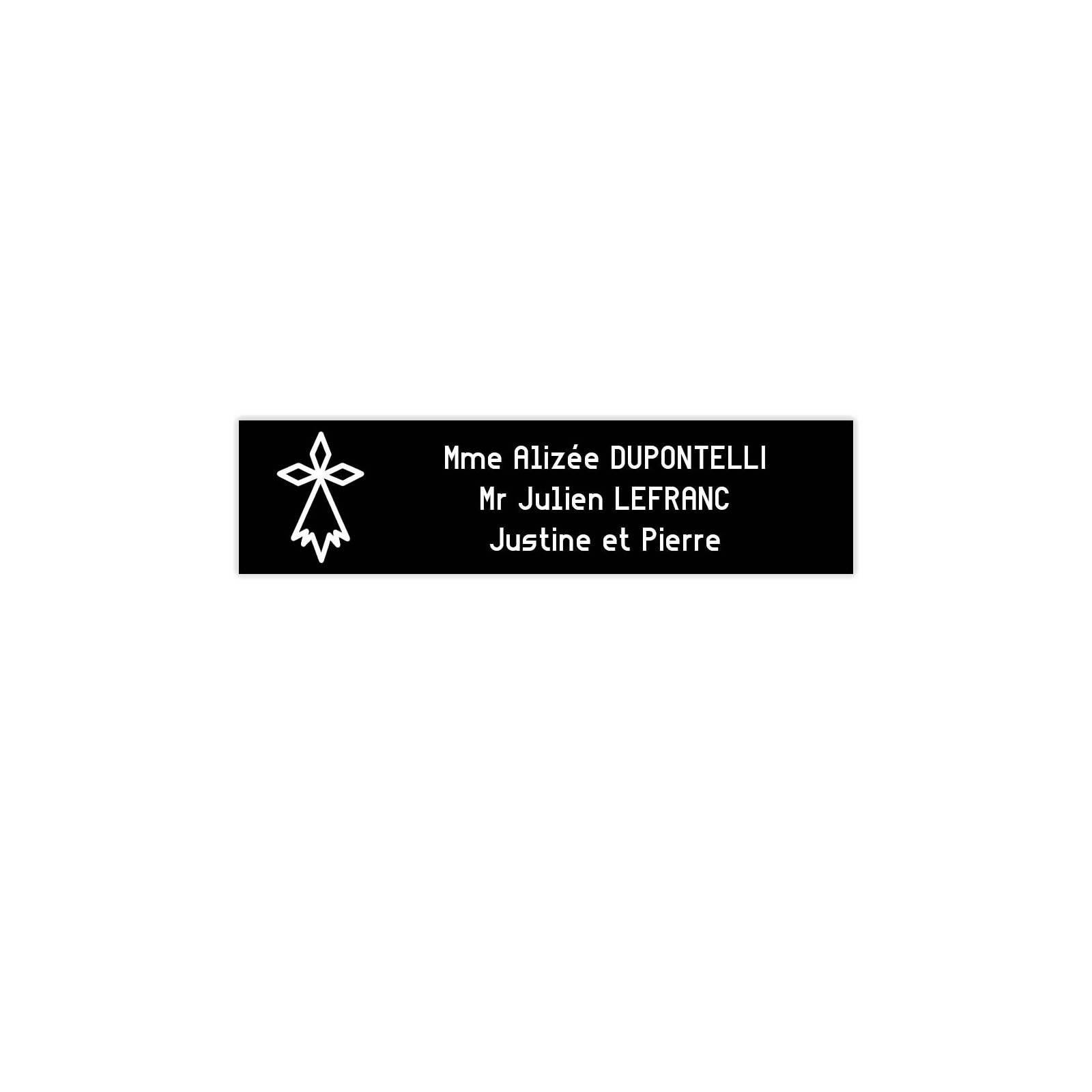 Plaque boite aux lettres Decayeux HERMINE (100x25mm) noire lettres blanches - 3 lignes