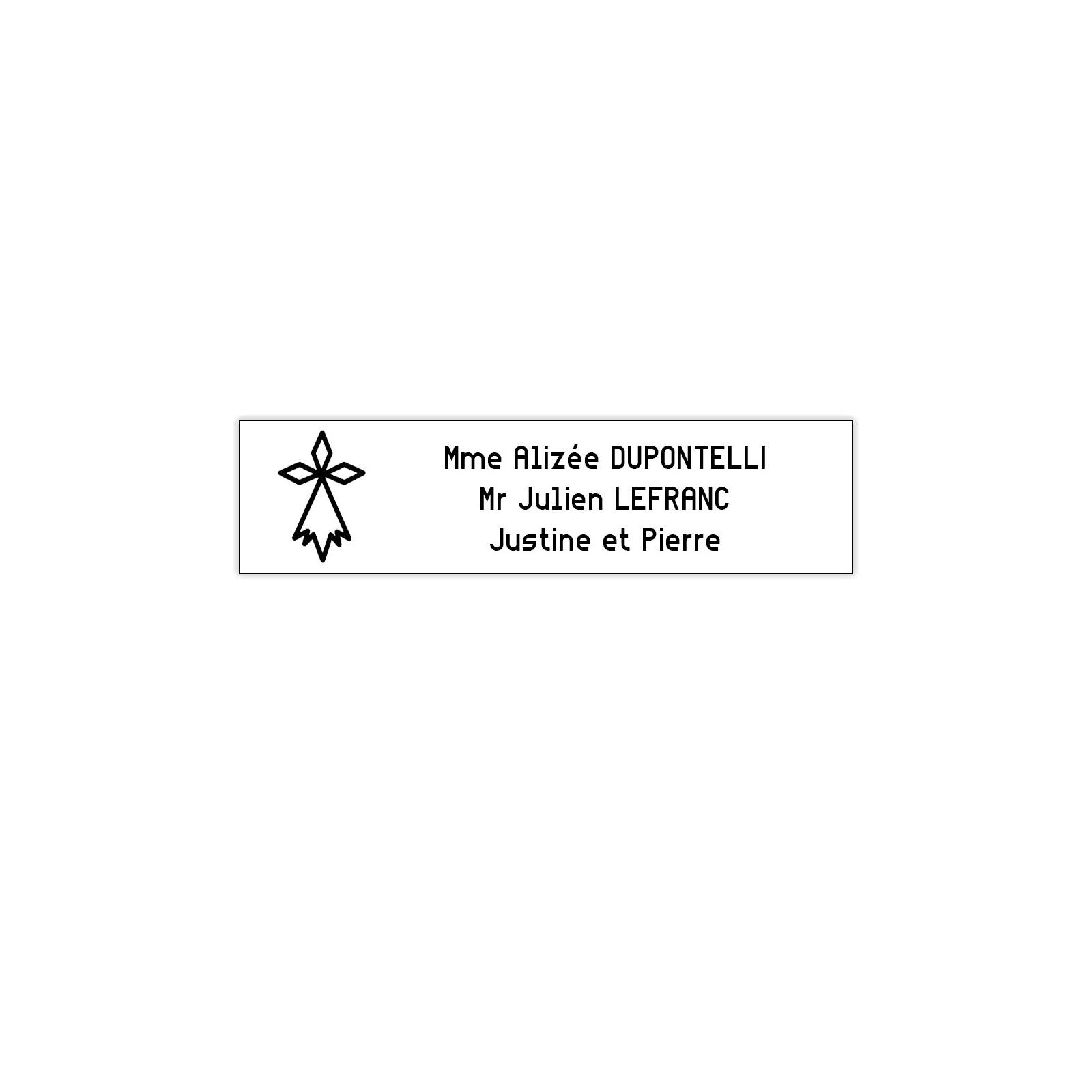 Plaque boite aux lettres Decayeux HERMINE (100x25mm) blanche lettres noires - 3 lignes