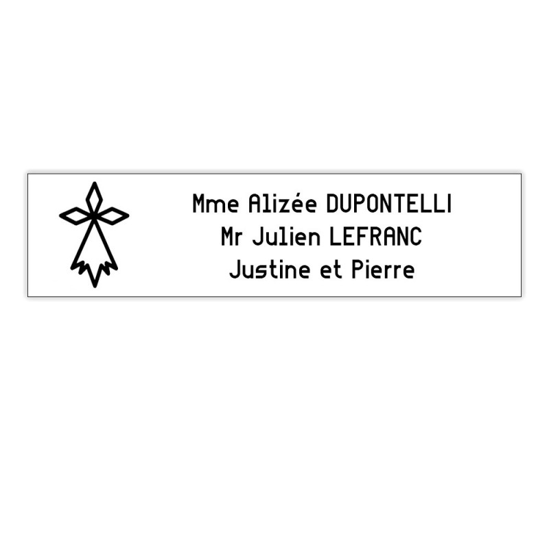 Plaque boite aux lettres Decayeux HERMINE (100x25mm) blanche lettres noires - 3 lignes Plaque boite aux lettres Decayeux HERMINE (100x25mm) blanche lettres noires - 3 lignes