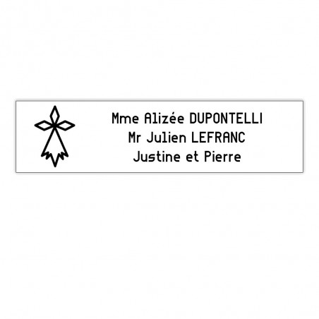 Plaque boite aux lettres Decayeux HERMINE (100x25mm) blanche lettres noires - 3 lignes