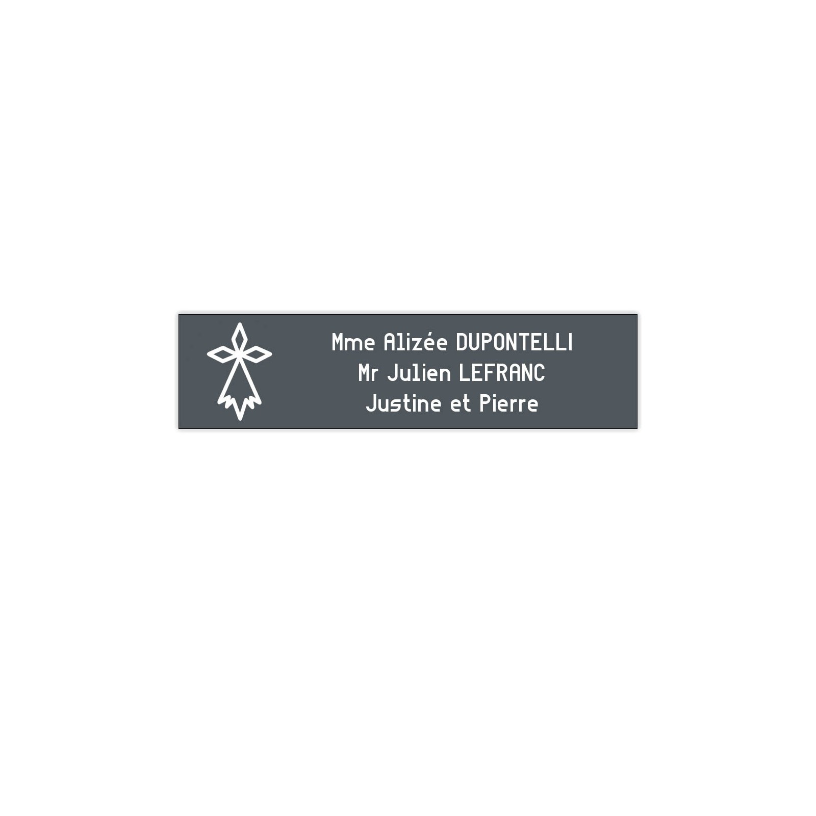 Plaque boite aux lettres Decayeux HERMINE (100x25mm) grise lettres blanches - 3 lignes