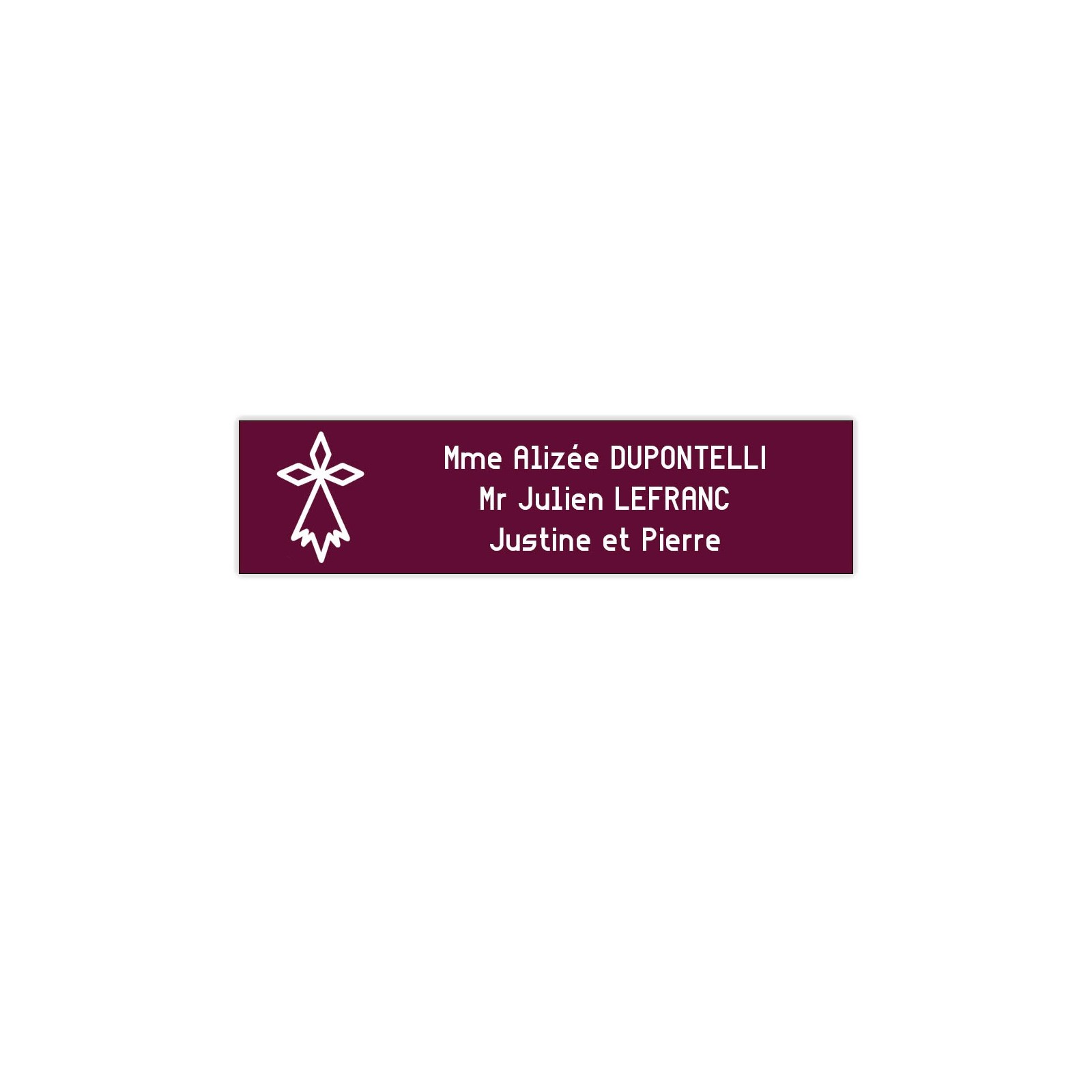 Plaque boite aux lettres Decayeux HERMINE (100x25mm) bordeaux lettres blanches - 3 lignes