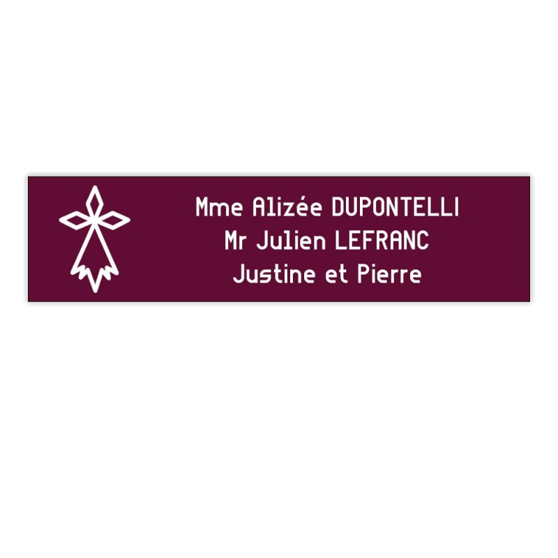 Plaque boite aux lettres Decayeux HERMINE (100x25mm) bordeaux lettres blanches - 3 lignes Plaque boite aux lettres Decayeux HERMINE (100x25mm) bordeaux lettres blanches - 3 lignes