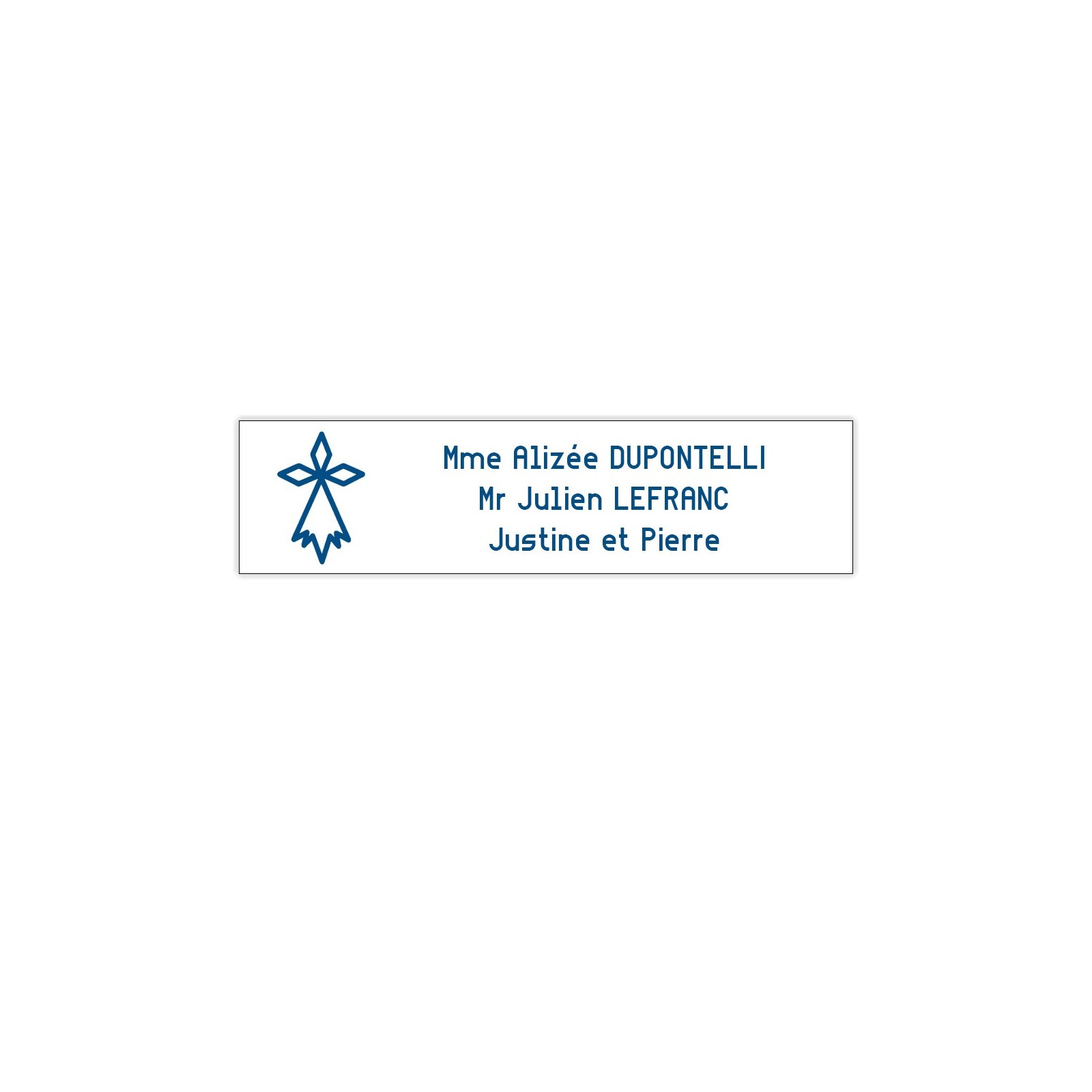 Plaque boite aux lettres Decayeux HERMINE (100x25mm) blanche lettres bleues - 3 lignes