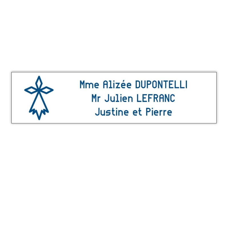 Plaque boite aux lettres Decayeux HERMINE (100x25mm) blanche lettres bleues - 3 lignes Plaque boite aux lettres Decayeux HERMINE (100x25mm) blanche lettres bleues - 3 lignes