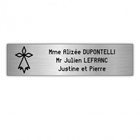 Plaque boite aux lettres Decayeux HERMINE (100x25mm) gris argent lettres noires - 3 lignes