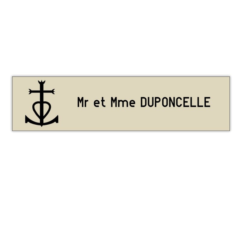 Plaque boite aux lettres Decayeux CROIX CAMARGUAISE (100x25mm) beige lettres noires - 1 ligne Plaque boite aux lettres Decayeux CROIX CAMARGUAISE (100x25mm) beige lettres noires - 1 ligne