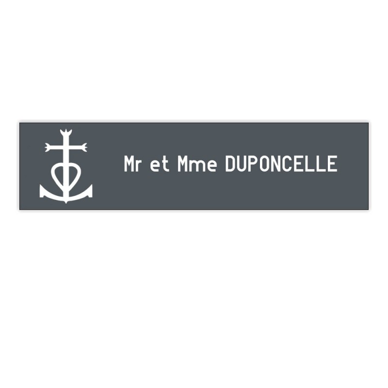 Plaque boite aux lettres Decayeux CROIX CAMARGUAISE (100x25mm) grise lettres blanches - 1 ligne Plaque boite aux lettres Decayeux CROIX CAMARGUAISE (100x25mm) grise lettres blanches - 1 ligne