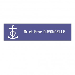 Plaque boite aux lettres Decayeux CROIX CAMARGUAISE (100x25mm) violette lettres blanches - 1 ligne