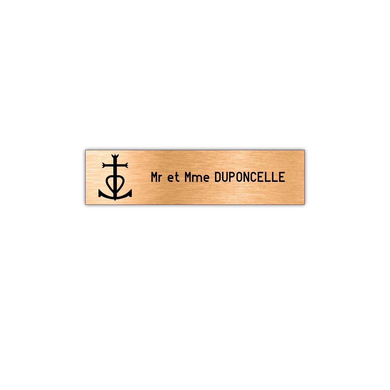 Plaque boite aux lettres Decayeux CROIX CAMARGUAISE (100x25mm) cuivre lettres noires - 1 ligne