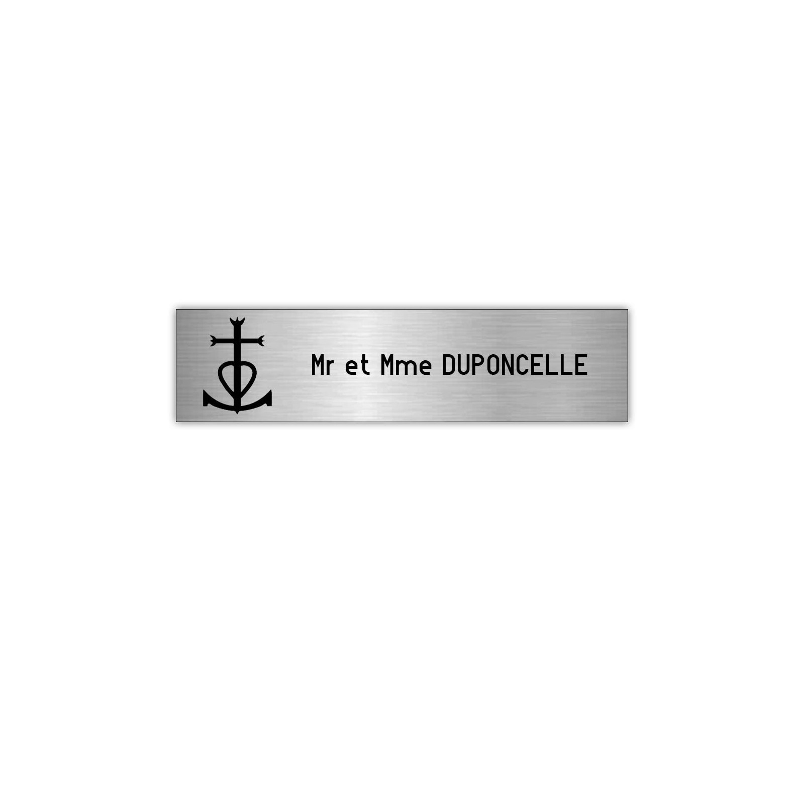 Plaque boite aux lettres Decayeux CROIX CAMARGUAISE (100x25mm) gris argent lettres noires - 1 ligne