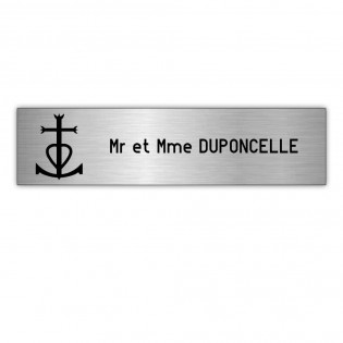 Plaque boite aux lettres Decayeux CROIX CAMARGUAISE (100x25mm) gris argent lettres noires - 1 ligne