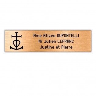 Plaque boite aux lettres Decayeux CROIX CAMARGUAISE (100x25mm) cuivre lettres noires - 3 lignes