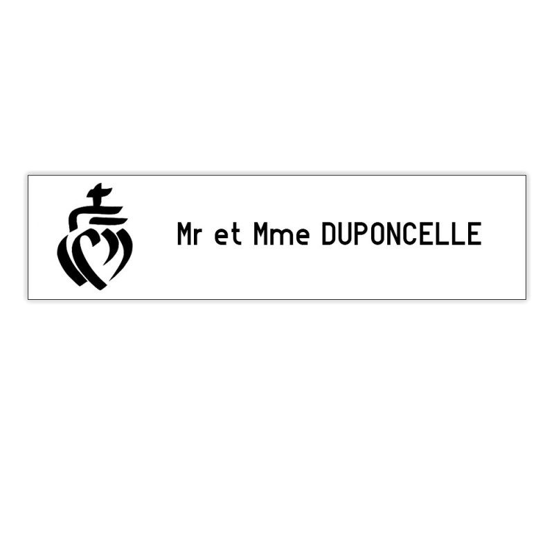 Plaque boite aux lettres Decayeux COEUR VENDEEN (100x25mm) blanche lettres noires - 1 ligne