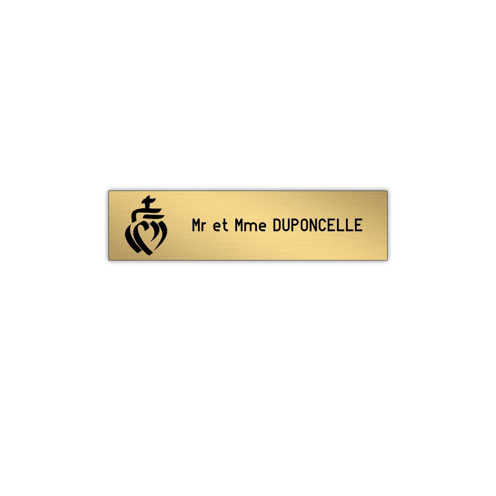 Plaque boite aux lettres Decayeux COEUR VENDEEN (100x25mm) or brossé lettres noires - 1 ligne