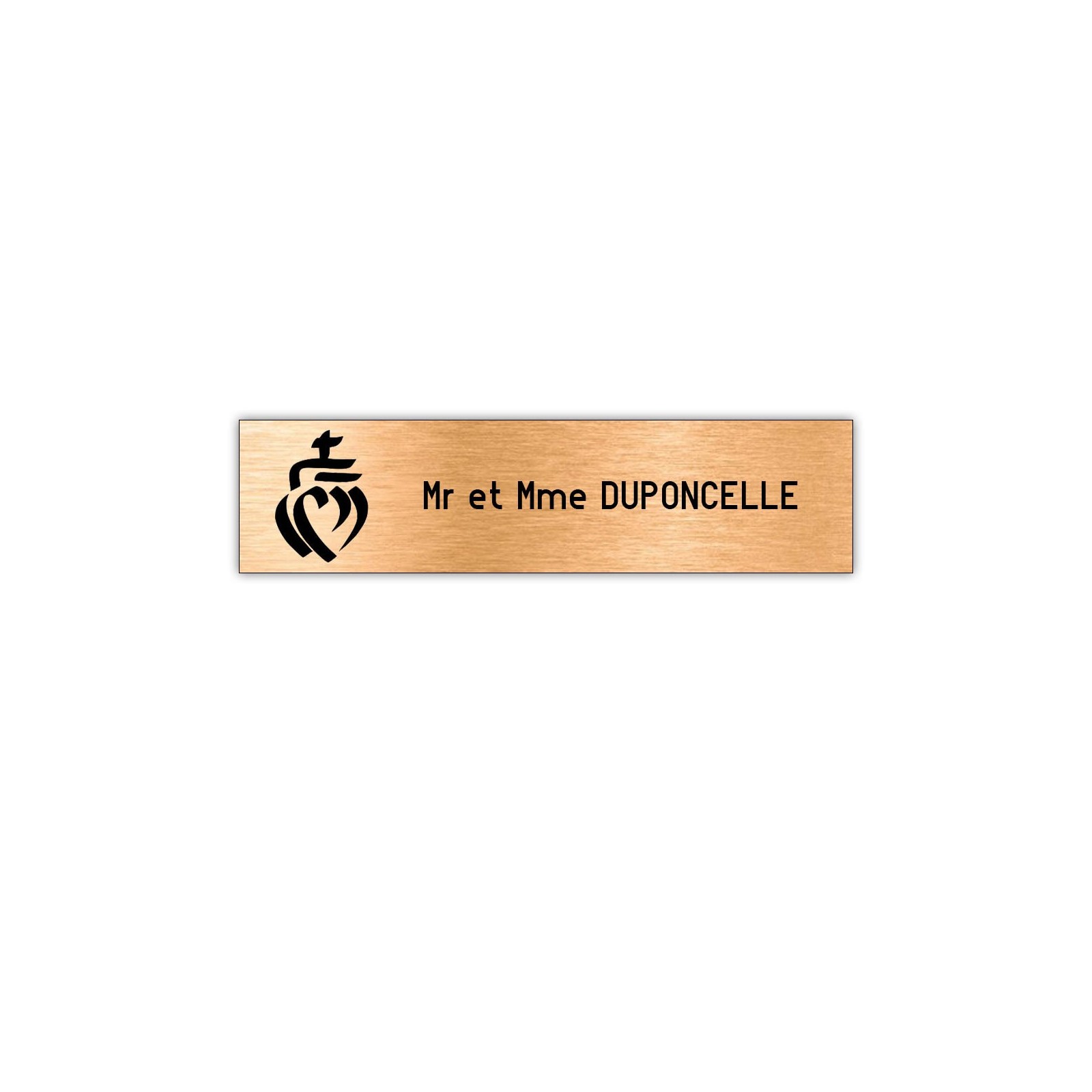 Plaque boite aux lettres Decayeux COEUR VENDEEN (100x25mm) cuivre lettres noires - 1 ligne