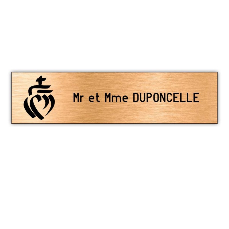 Plaque boite aux lettres Decayeux COEUR VENDEEN (100x25mm) cuivre lettres noires - 1 ligne